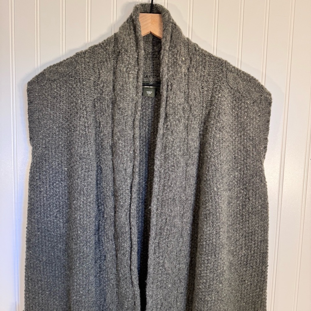 Eddie Bauer Wool Gray Knit Sleeveless Open Cardigan Sweater With Pockets Size M - Picture 3 of 12